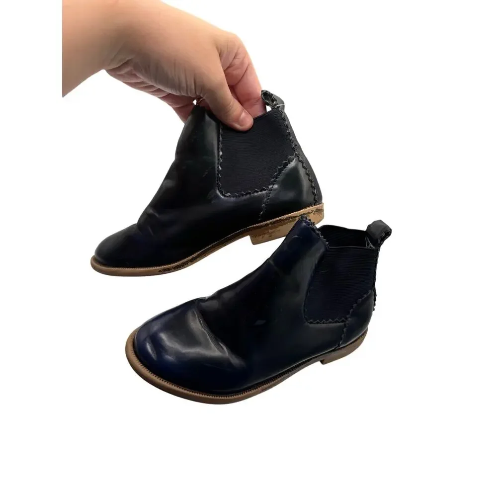 Zara Girls Black Chelsea Ankle Boots SZ 29 Minimalist Slip On Classic Versatile